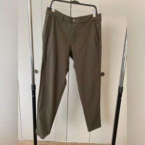 Lululemon Men's Commission Slim-Fit Pant Warpstreme 34W 32L Color Dark Olive